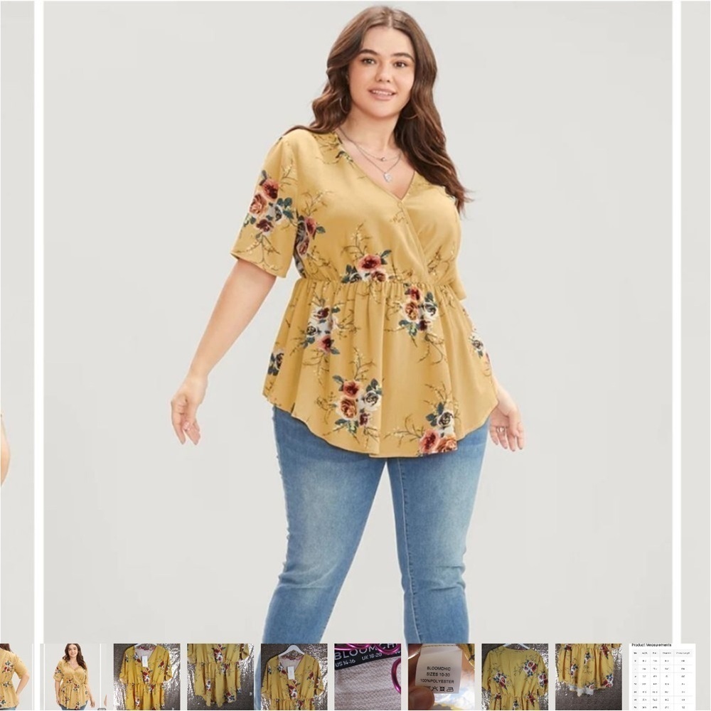 BloomChic Yellow Puff Sleeve Wrap Blouse